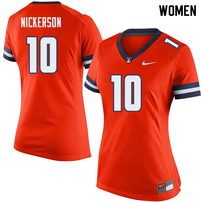 Women #10 Hardy Nickerson Illinois Fighting Illini College Football Jerseys Sale-Orange - Click Image to Close